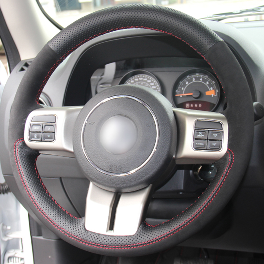 Loncky Auto Custom Fit OEM Black Genuine Leather Suede Car Steering